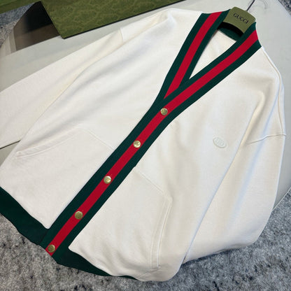 GUCCI COTTON JERSEY CARDIGAN WITH WEB