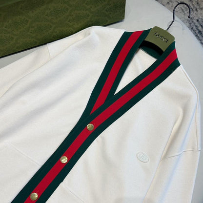 GUCCI COTTON JERSEY CARDIGAN WITH WEB