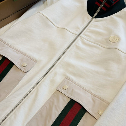 GUCCI COTTON JERSEY ZIP JACKET WITH WEB