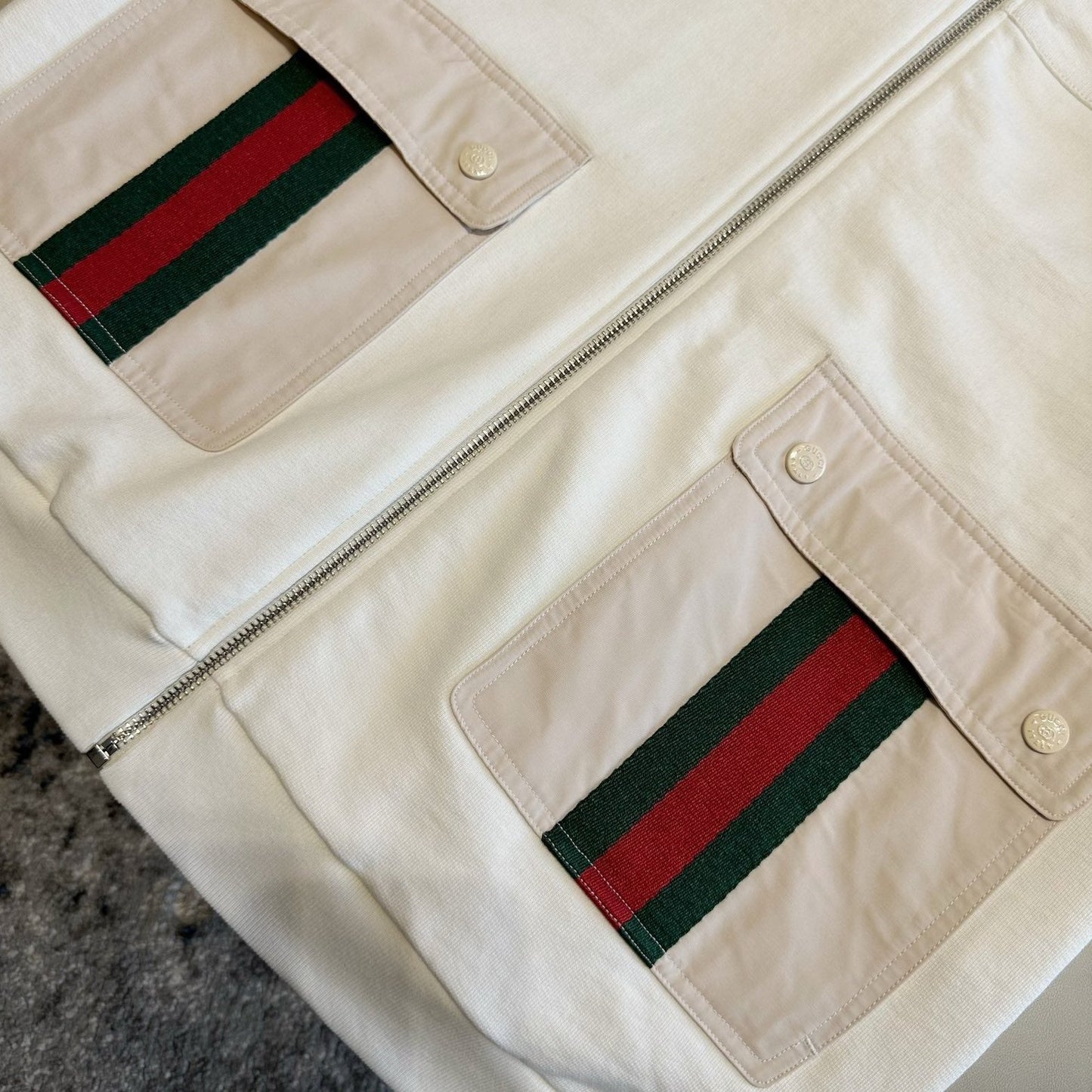 GUCCI COTTON JERSEY ZIP JACKET WITH WEB