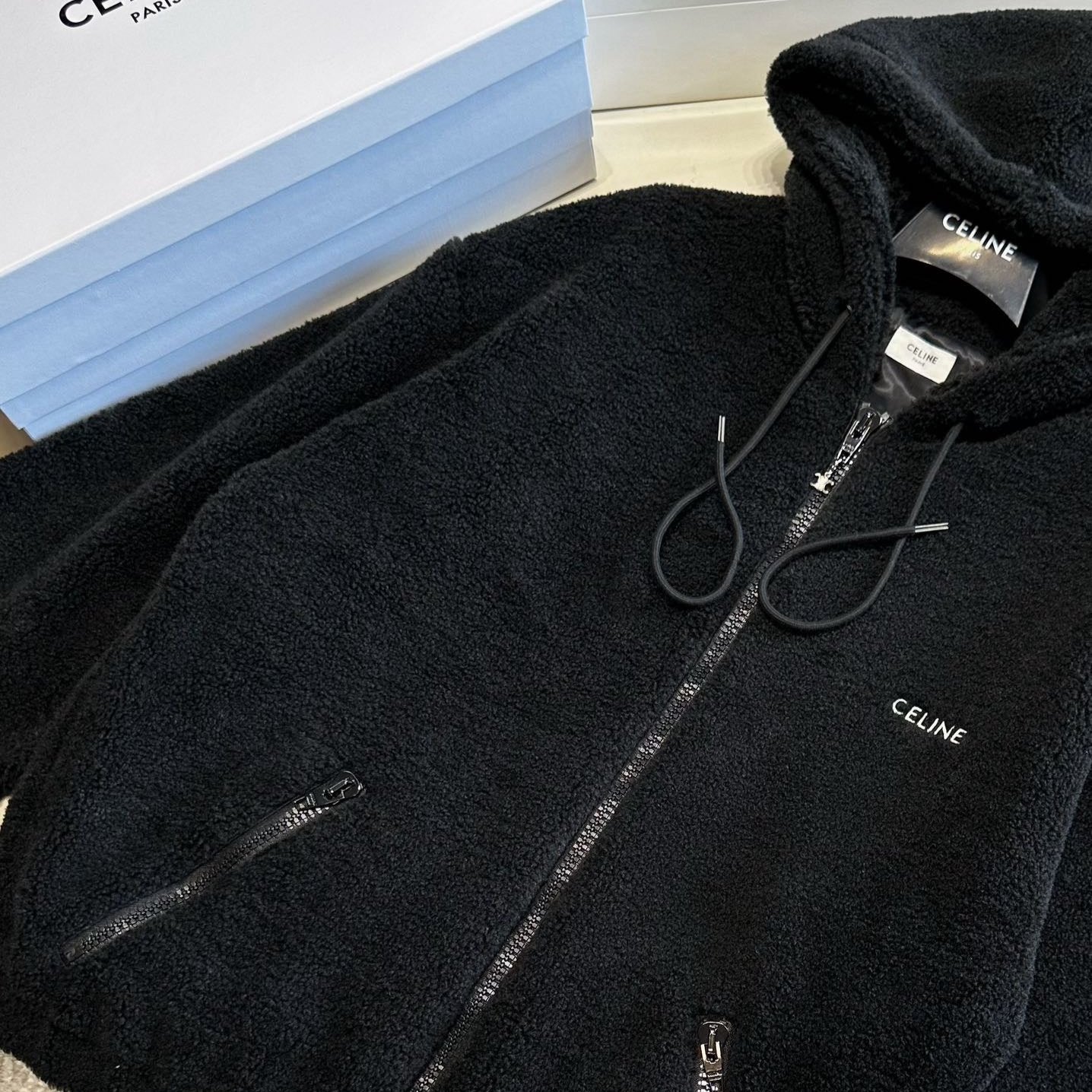 CELINE HOODED JACKET IN JERSEY FLEECE