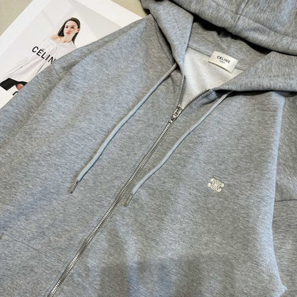 CELINE TRIOMPHE LOOSE HOODIE IN COTTON AND CASHMERE