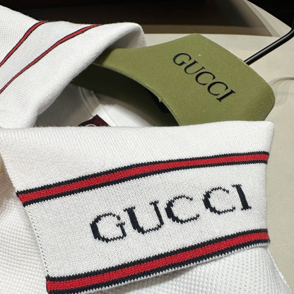 GUCCI COTTON PIQUET POLO SHIRT WITH WEB