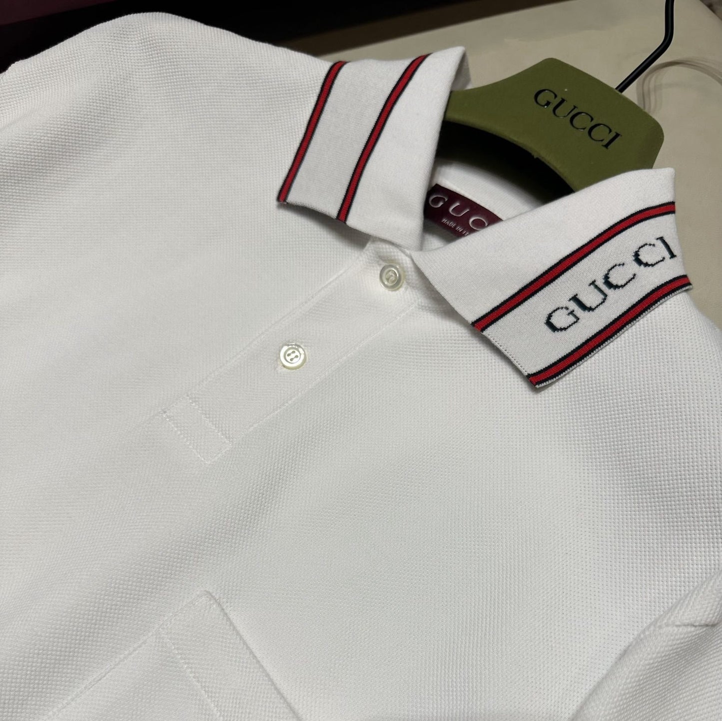 GUCCI COTTON PIQUET POLO SHIRT WITH WEB