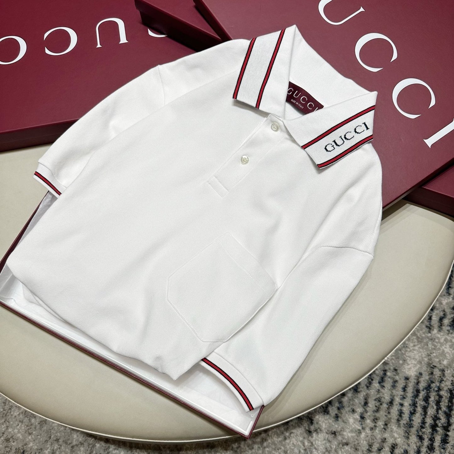 GUCCI COTTON PIQUET POLO SHIRT WITH WEB