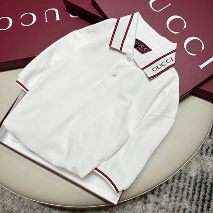 GUCCI COTTON PIQUET POLO SHIRT WITH WEB